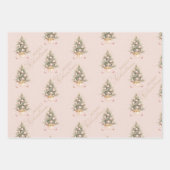 柔エレガントらかいピンクの水の色メリークリスマスツリー ラッピングペーパーシート (正面2)