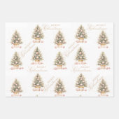 柔エレガントらかいピンクの水の色メリークリスマスツリー ラッピングペーパーシート (正面)