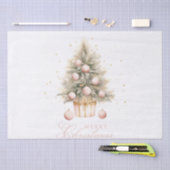 柔エレガントらかいピンクの水の色メリークリスマスツリー 薄葉紙 (クラフト)