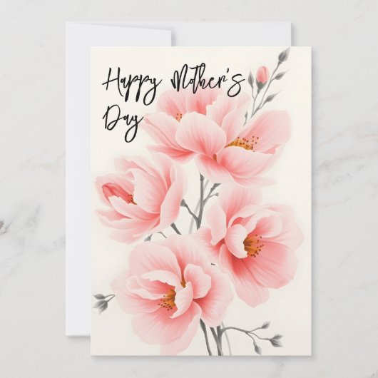 柔エレガントらかいピンクの花が母の日 シーズンカード (正面)
