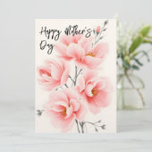 柔エレガントらかいピンクの花が母の日 シーズンカード (スタンド正面)