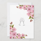 柔エレガントらかいピンクの花の緑のブライダルシャワー 招待状 (裏面)