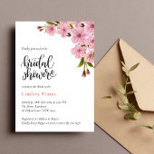 柔エレガントらかいピンクの花の緑のブライダルシャワー 招待状