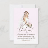 柔エレガントらかいピンクの花嫁ブライダルシャワー サンキューカード (正面)