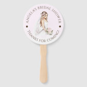 柔エレガントらかいピンクの花嫁ブライダルシャワー ハンドファン (正面)