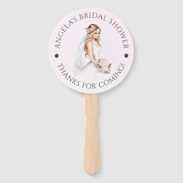 柔エレガントらかいピンクの花嫁ブライダルシャワー ハンドファン