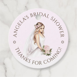 柔エレガントらかいピンクの花嫁ブライダルシャワー フェイバータグ