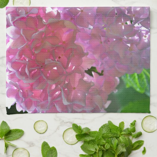 柔エレガントらかいピンクの花模様ピンクのアジサイバラ キッチンタオル (折り畳み)