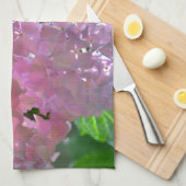 柔エレガントらかいピンクの花模様ピンクのアジサイバラ キッチンタオル (四つ折り)