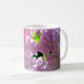 柔エレガントらかいピンクの花模様ピンクのアジサイバラ コーヒーマグカップ (正面右)