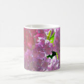 柔エレガントらかいピンクの花模様ピンクのアジサイバラ コーヒーマグカップ (中央)