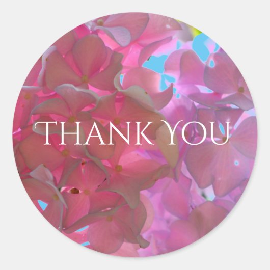 柔エレガントらかいピンクの花模様ピンクのアジサイバラ ラウンドシール (正面)