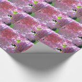 柔エレガントらかいピンクの花模様ピンクのアジサイバラ ラッピングペーパー (角)