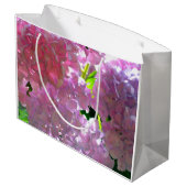 柔エレガントらかいピンクの花模様ピンクのアジサイバラ ラージペーパーバッグ (裏面アングル)