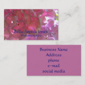 柔エレガントらかいピンクの花模様ピンクのアジサイバラ 名刺 (正面/裏面)