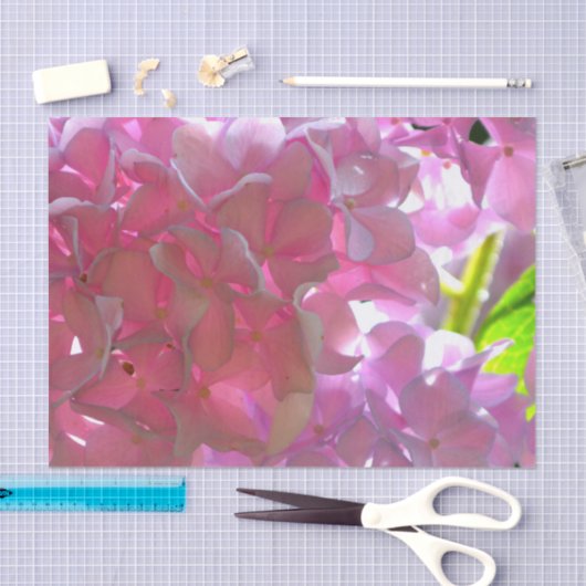 柔エレガントらかいピンクの花模様ピンクのアジサイバラ 薄葉紙 (クラフト)