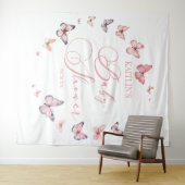 柔エレガントらかいピンクの蝶の赤ちゃんシャワー タペストリー (インサイチュ(横))