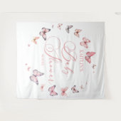 柔エレガントらかいピンクの蝶の赤ちゃんシャワー タペストリー (正面(横))