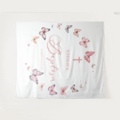 柔エレガントらかいピンクの蝶バプテスマ タペストリー (正面(横))