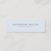 柔エレガントらかいブルーリネンミニマルウェディングプランナー スキニー名刺 (正面)