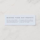 柔エレガントらかいブルーリネンミニマルウェディングプランナー スキニー名刺 (裏面)