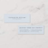 柔エレガントらかいブルーリネンミニマルウェディングプランナー スキニー名刺 (正面/裏面)