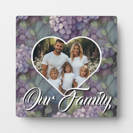 柔エレガントらかい埃の紫の水色フローラ写真 フォトプラーク (正面)