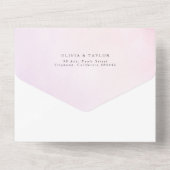 柔エレガントらかい水彩花パープル結婚ズ オールインワン招待状 (裏面)