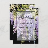 柔エレガントらかい紫の水の色の藤結婚の色 招待状 (正面/裏面)