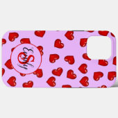 柔エレガントらかい紫のCa上の恋人の赤いハートパターン Case-Mate iPhoneケース (裏面 (横))