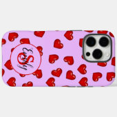 柔エレガントらかい紫のCa上の恋人の赤いハートパターン Case-Mate iPhoneケース (裏面 (横))