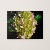 柔エレガントらかい緑のピンクの緑のフローラアジサイ ジグソーパズル (横)