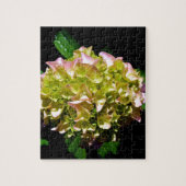 柔エレガントらかい緑のピンクの緑のフローラアジサイ ジグソーパズル (縦)