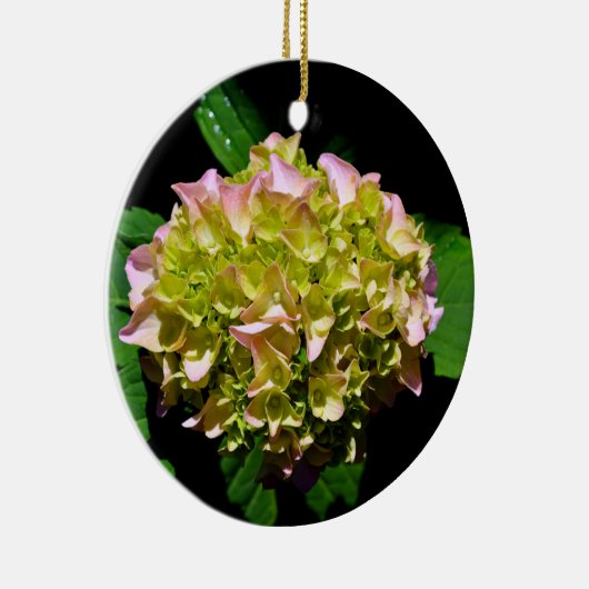 柔エレガントらかい緑のピンクの緑のフローラアジサイ セラミックオーナメント (右)