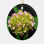 柔エレガントらかい緑のピンクの緑のフローラアジサイ セラミックオーナメント (左)