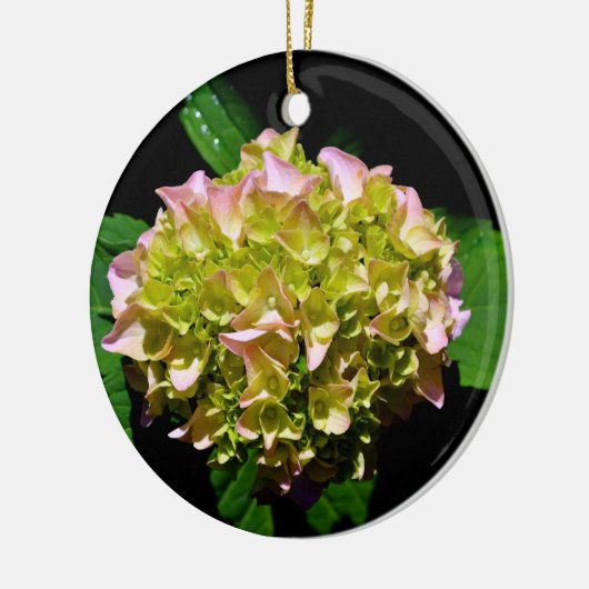 柔エレガントらかい緑のピンクの緑のフローラアジサイ セラミックオーナメント (左)