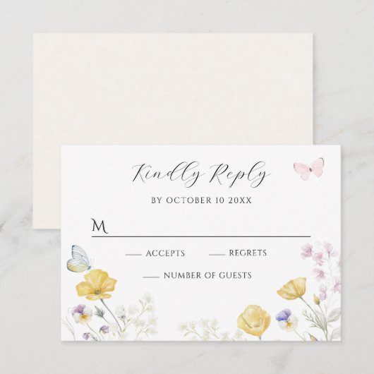 柔エレガントらかい野フローラ 出欠カード (正面/裏面)