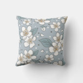 柔エレガントらかい青の背景に花の模様 クッション (裏面)