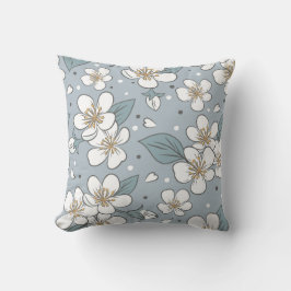 柔エレガントらかい青の背景に花の模様 クッション