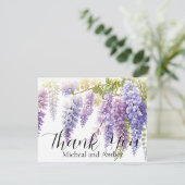 柔エレガント紫色の水彩藤 サンキューカード (スタンド正面)