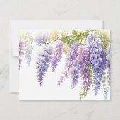 柔エレガント紫色の水色の藤フローラ サンキューカード (裏面)