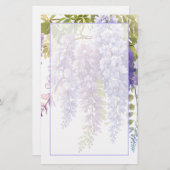 柔エレガント紫色の水色フローラ 便箋 (正面/裏面)