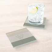 柔カスタマイズらかい常緑樹、オフホワイト、タン、ブラウン ガラスコースター (アングル)