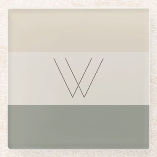 柔カスタマイズらかい常緑樹、オフホワイト、タン、ブラウン ガラスコースター (正面)