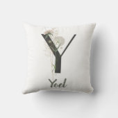 柔カスタムらかい色の花を持つイニシャルY クッション (裏面)