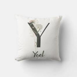 柔カスタムらかい色の花を持つイニシャルY クッション