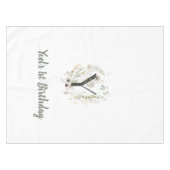 柔カスタムらかい色の花を持つイニシャルY テーブルクロス (正面(横))