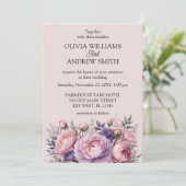 柔カスタムエレガント度なピンクに対するタイポグラフィ 招待状 (スタンド正面)