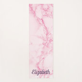 柔カスタムエレガント度ピンク大理石プリント名 ヨガマット (正面)