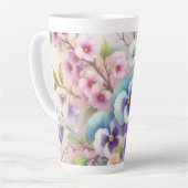 柔カラフルらかいパステル色の花 カフェラテマグ (左アングル)